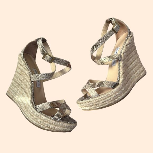 Jimmy Choo Python Platform Espadrille Sandals - Picture 1 of 10